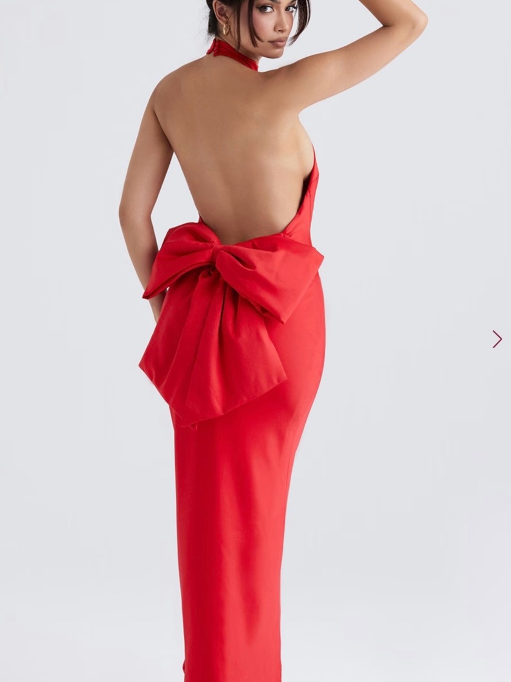 House of CB Ilaria Red Bow Halter Dress
